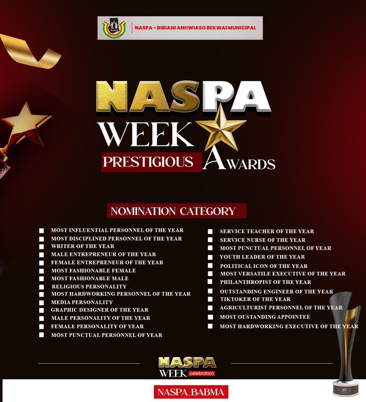 BABMA NASPA WEEK PRESTIGIOUS AWARDS